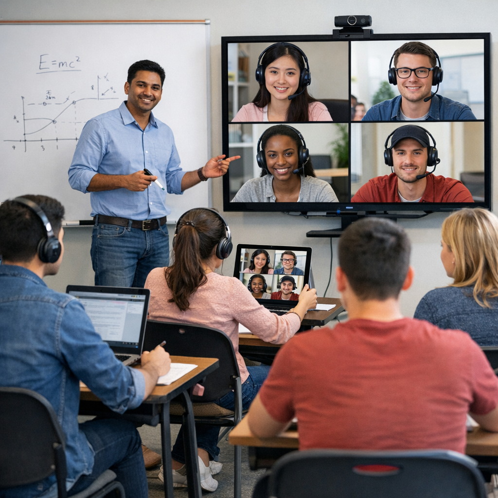 students attending hybrid coaching class
